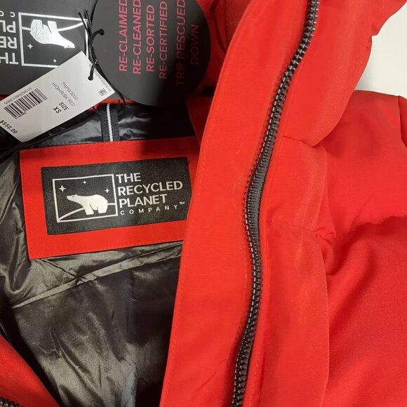 NEW THE RECYCLED PLANET Women's Jacket Lungo Long Size XS Red - Picture 7 of 8